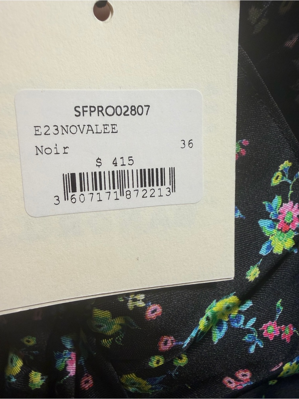 Sandro Novalee Floral Ruched Mini Dress Noir Black V-Neck Ruffle NWT US 4 $415 - Picture 7 of 12
